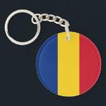 Vlag van Roemenië Sleutelhanger<br><div class="desc">Patriottische vlag van Roemenië.</div>