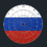 Vlag van Rusland Dartbord<br><div class="desc">De Russische vlag bestaat uit drie horizontale banden: wit, blauw en rood.</div>