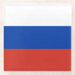 Vlag van Rusland Glazen Onderzetter<br><div class="desc">Patriottische vlag van Rusland.</div>