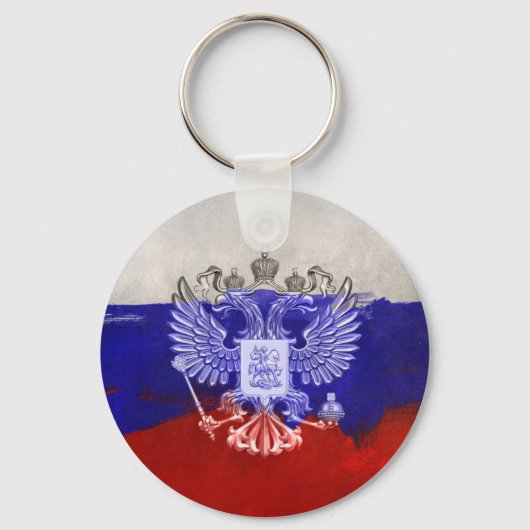 Vlag van Rusland met adelaar in verf Sleutelhanger (Voorkant)