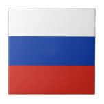 Vlag van Rusland Tegeltje<br><div class="desc">De Russische vlag bestaat uit drie horizontale banden: wit,  blauw en rood.</div>