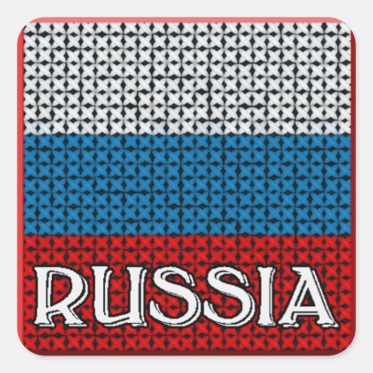 VLAG VAN RUSLAND VIERKANTE STICKER (Voorkant)