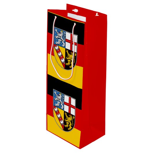 Vlag van Saarlan Wine Gift Bag Wijn Cadeautas (Voorkant Gekanteld)