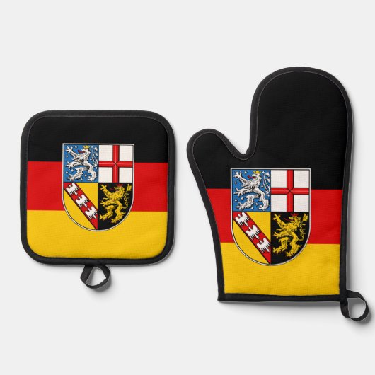 Vlag van Saarland Baby Bib Ovenwant & Pannenlap Set (Voorkant)