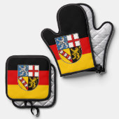 Vlag van Saarland Baby Bib Ovenwant & Pannenlap Set (Voorkant / Achterkant)
