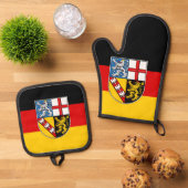Vlag van Saarland Baby Bib Ovenwant & Pannenlap Set (Top down)