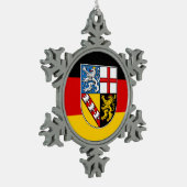 Vlag van Saarland Snowflake Pewter kerstorname Tin Sneeuwvlok Ornament (Links)
