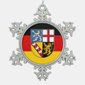 Vlag van Saarland Snowflake Pewter kerstorname Tin Sneeuwvlok Ornament (Voorkant)