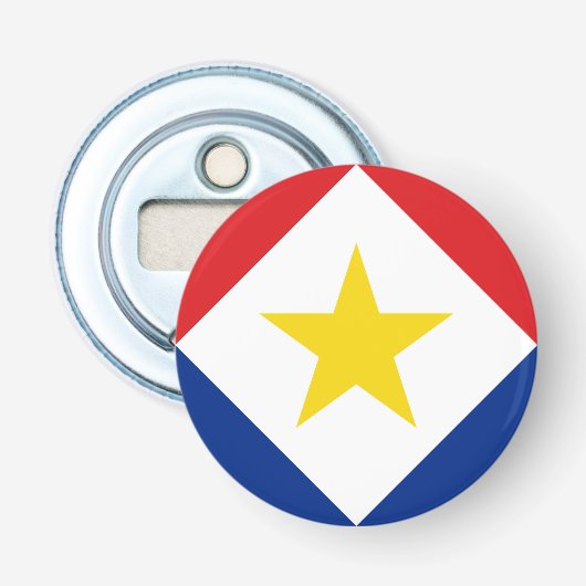 Vlag van Saba Button Flesopener (Voorkant)