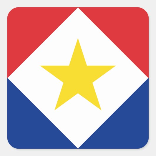Vlag van Saba Vierkante Sticker (Voorkant)