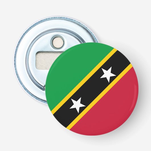 Vlag van Saint Kitts en Nevis Button Flesopener (Voorkant)