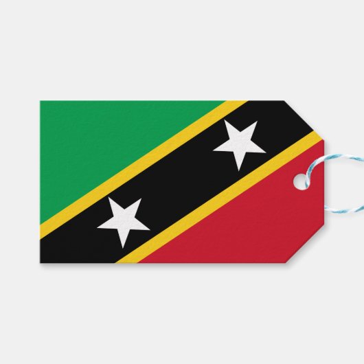 Vlag van Saint Kitts en Nevis (Caraïbisch gebied) Cadeaulabel (Voorkant (Horizontaal))