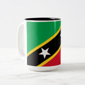 Vlag van Saint Kitts en Nevis (Caraïbisch land) Tweekleurige Koffiemok (Voorkant links)