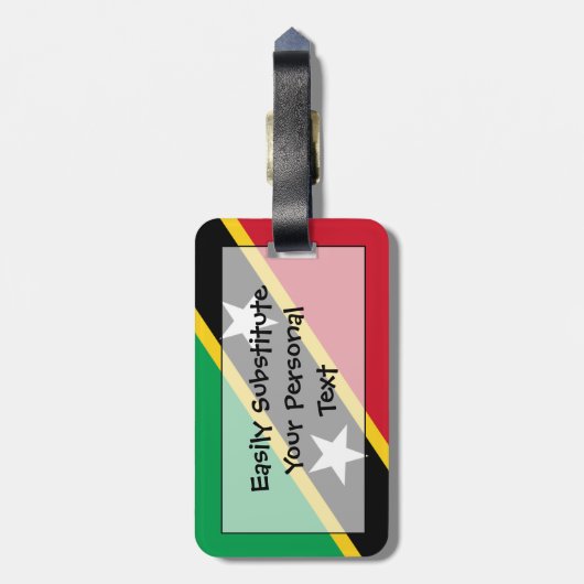 Vlag van Saint Kitts en Nevis Easy ID Personal Bagagelabel (Achterkant verticaal)