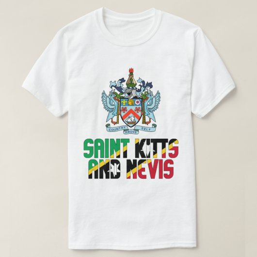 Vlag van Saint Kitts en Nevis en wapenschild T-shirt (Design voorkant)