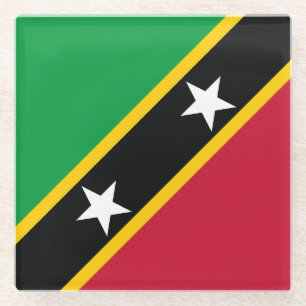 Vlag van Saint Kitts en Nevis Glazen Onderzetter