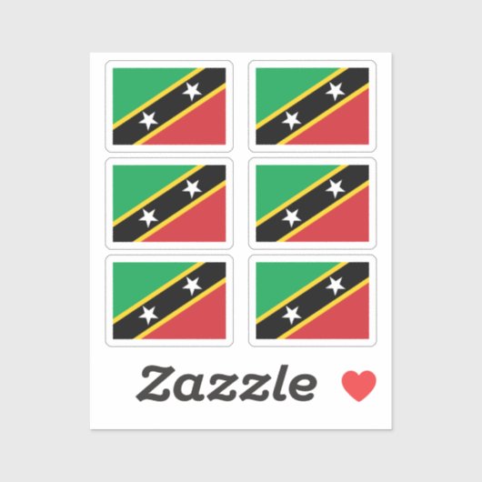 Vlag van Saint Kitts & Nevis Collectie pack van 6 Sticker (Vel)