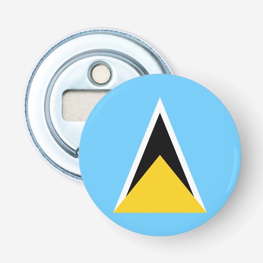 Vlag van Saint Lucia Button Flesopener (Voorkant)