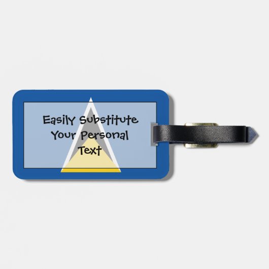 Vlag van Saint Lucia Easy ID Personal Bagagelabel (Achterkant horizontaal)