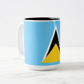Vlag van Saint Lucia (Saint Lucia) (Caribisch gebi Tweekleurige Koffiemok (Voorkant links)