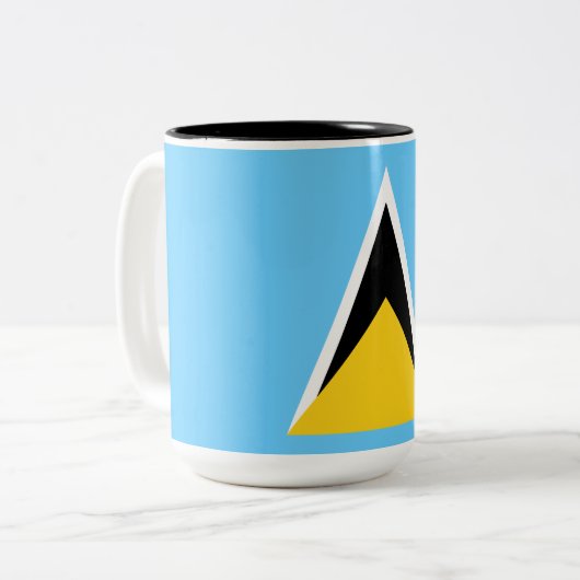 Vlag van Saint Lucia (Saint Lucia) (Caribisch gebi Tweekleurige Koffiemok (Voorkant links)