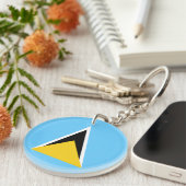 Vlag van Saint Lucia Sleutelhanger (Voorkant Rechts)