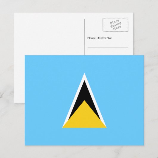 Vlag van Saint Lucia, vlag van Saint Lucia Briefkaart (Voorkant / Achterkant)