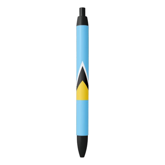 Vlag van Saint Lucia Zwarte Inkt Pen (Voorkant Verticaal)