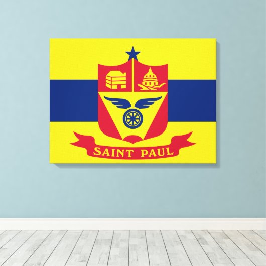 Vlag van Saint Paul (Minnesota) Canvas Afdruk (Insitu (Houten vloer))