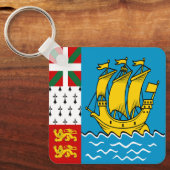 Vlag van Saint-Pierre en Miquelon Sleutelhanger (Voorkant)