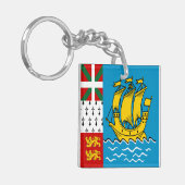 Vlag van Saint-Pierre en Miquelon Sleutelhanger (Voorkant Links)