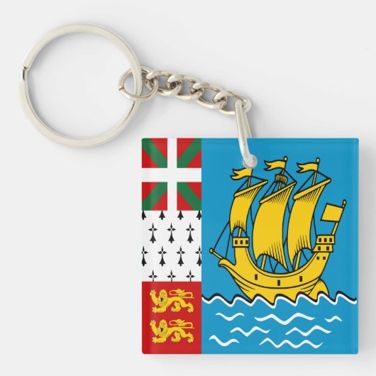 Vlag van Saint-Pierre en Miquelon Sleutelhanger (Voorkant)