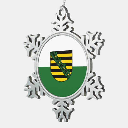Vlag van Saksen Snowflake Pewter kerstversiering Tin Sneeuwvlok Ornament (Rechts)