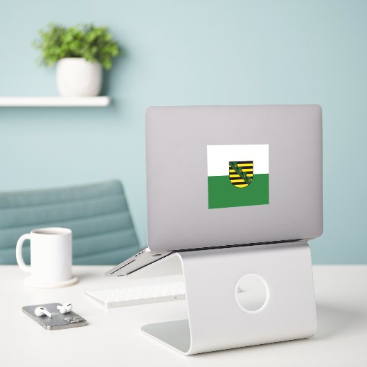 Vlag van Saksen-Sticker van vinyl Sticker (Laptop op bureau)