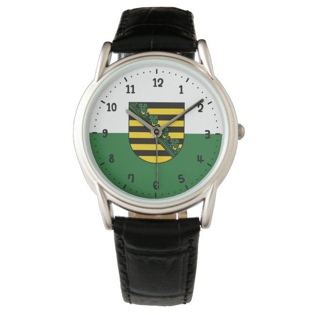 Vlag van Saksen Wrist Watch Horloge (Voorkant)