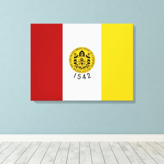 Vlag van San Diego (Californië) Canvas Afdruk (Insitu (Houten vloer))