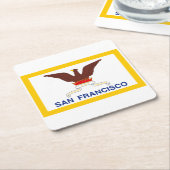 Vlag van San Francisco, California Square Paper Co Kartonnen Onderzetters (Schuin)