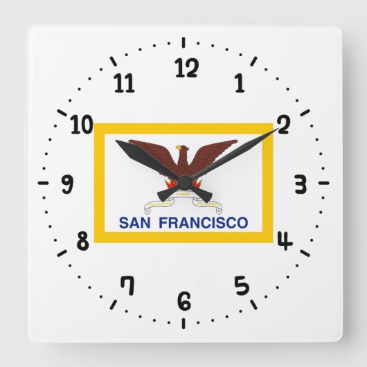Vlag van San Francisco Square Wall Clock Vierkante Klok (Voorkant)