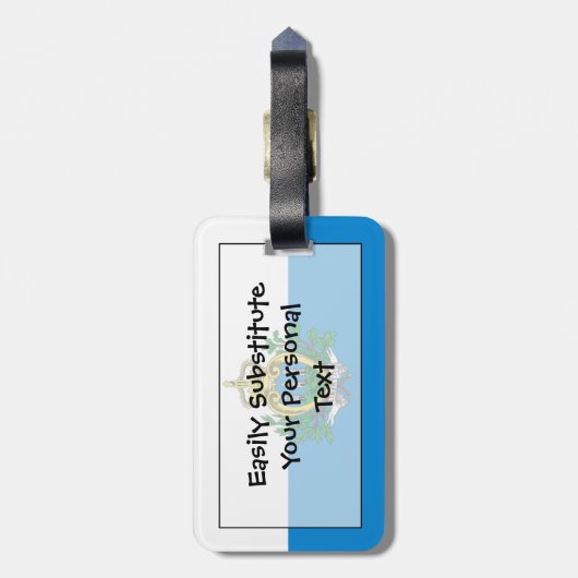 Vlag van San Marino - Easy ID Personal Bagagelabel (Achterkant verticaal)