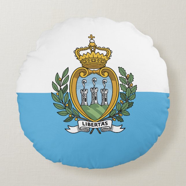 Vlag van San Marino Rond Kussen (Voorkant)