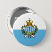 Vlag van San Marino Ronde Button 7,6 Cm (Voorkant /achterkant)