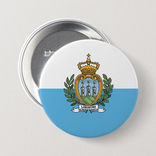 Vlag van San Marino Ronde Button 7,6 Cm (Voorkant /achterkant)