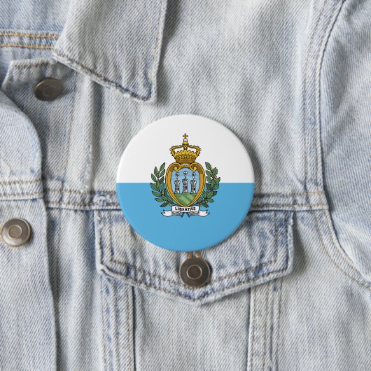Vlag van San Marino Ronde Button 7,6 Cm (In situ)