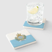 Vlag van San Marino Stenen Onderzetter (Zijkant)