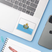 Vlag van San Marino Sticker (Laptop met iPhone)