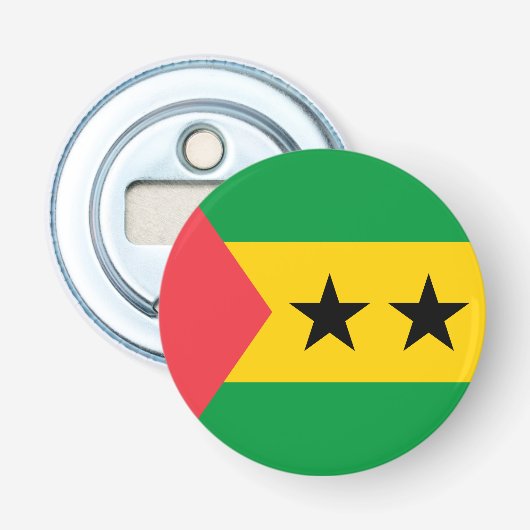 Vlag van Sao Tome en Principe Button Flesopener (Voorkant)