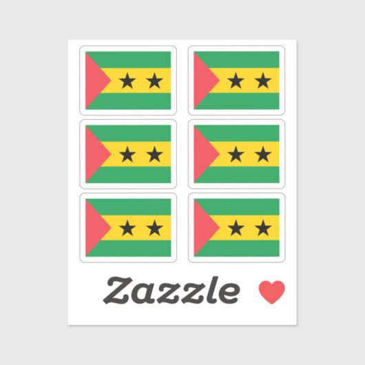 Vlag van Sao Tome & Principe Collectie pack van 6 Sticker (Vel)