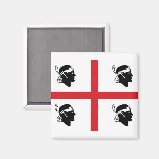 Vlag van Sardegna (Italië) Magneet (Voorkant / Achterkant)