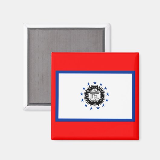 Vlag van Savannah (Georgië) Magneet (Voorkant / Achterkant)