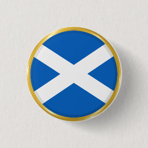Vlag van Schotland in Gouden Cirkel Ronde Button 3,2 Cm